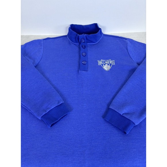 St Louis Billikens SLU Sweatshirt 1/4 Button Blue Long Sleeve Men Large Sweater - Picture 1 of 5